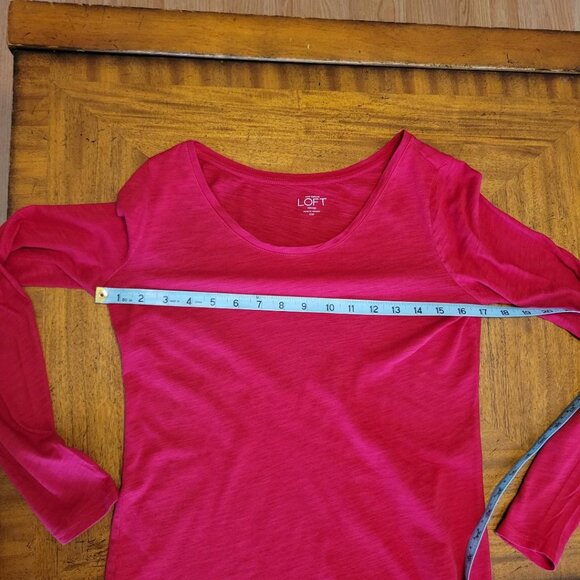 LOFT Red Long Sleeve Cotton T-Shirt - Picture 10 of 10